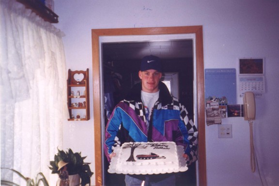 Nathan's birthday and cake in 1998