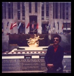 Emogene in Rockefeller Plaza in New York, April 1988