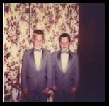 Nathan and Justin all dressed up in Wedding Tuxedos