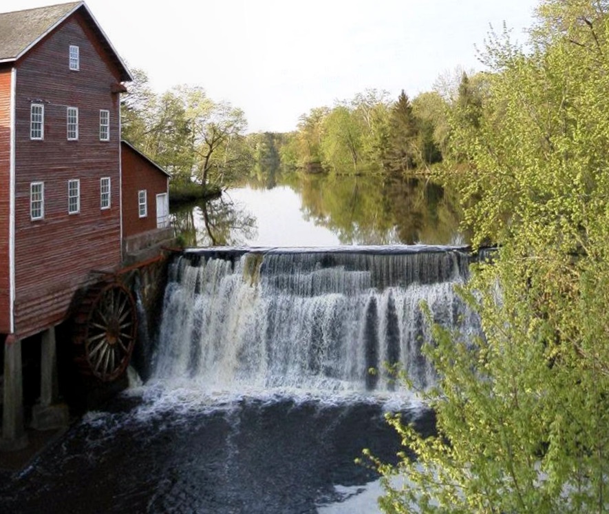 Panorama of the Wisconsin Dells Mill in Spring