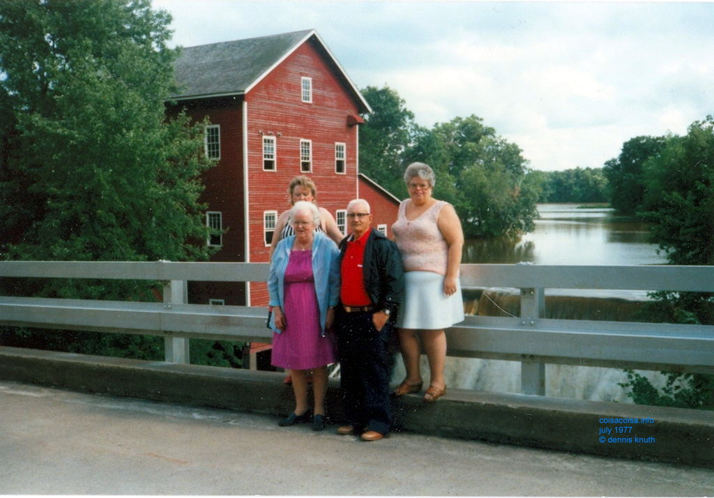 Gloria Hillestad with her parents at the Dells Mill in Augusta