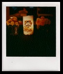 Marigolds and raccon candle