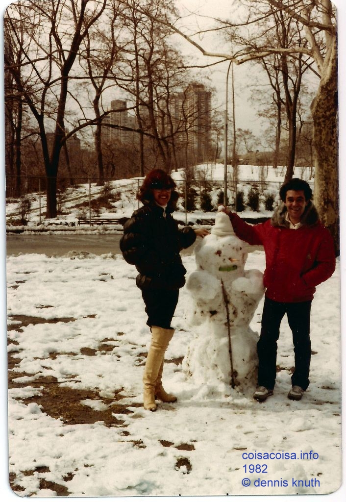 Helton and Yeda with the Snowman in Central Park