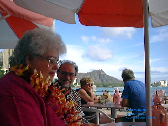 Gloria and Erv at Wikiki with Diamond Head in the Background