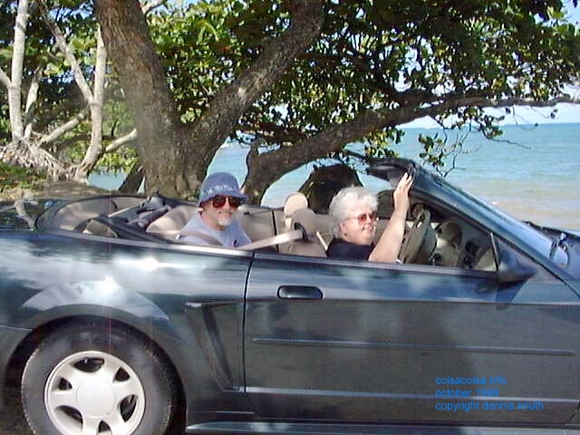 Erv and Gloria in the Shade in a Hawaiian Convertible