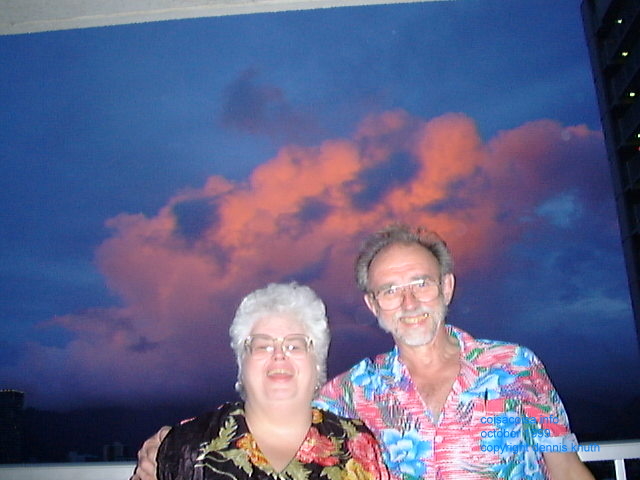 Sunset clousds with Gloria and Erve in Hawaii