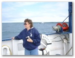 Sherri on the Ferry to Madeline Island in Lake Superior