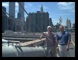 World Trade centers mark the NY skyline from the Brooklyn Bridge