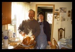 Sherri and Gary present the steaming turkey