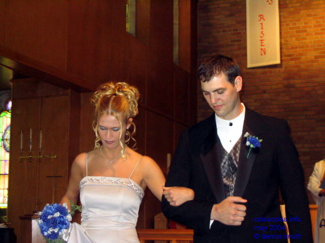 Members of the wedding party in the recessional