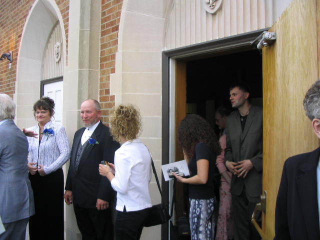 Guests leaving the church