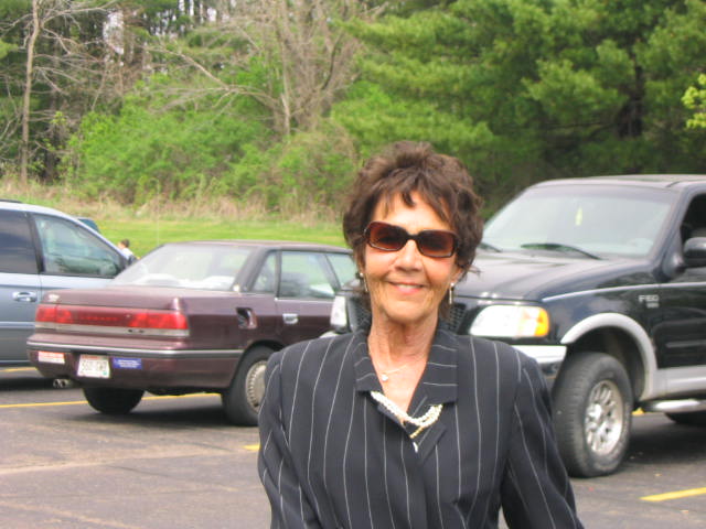 Jeanette Ayres in the parking lot after the wedding