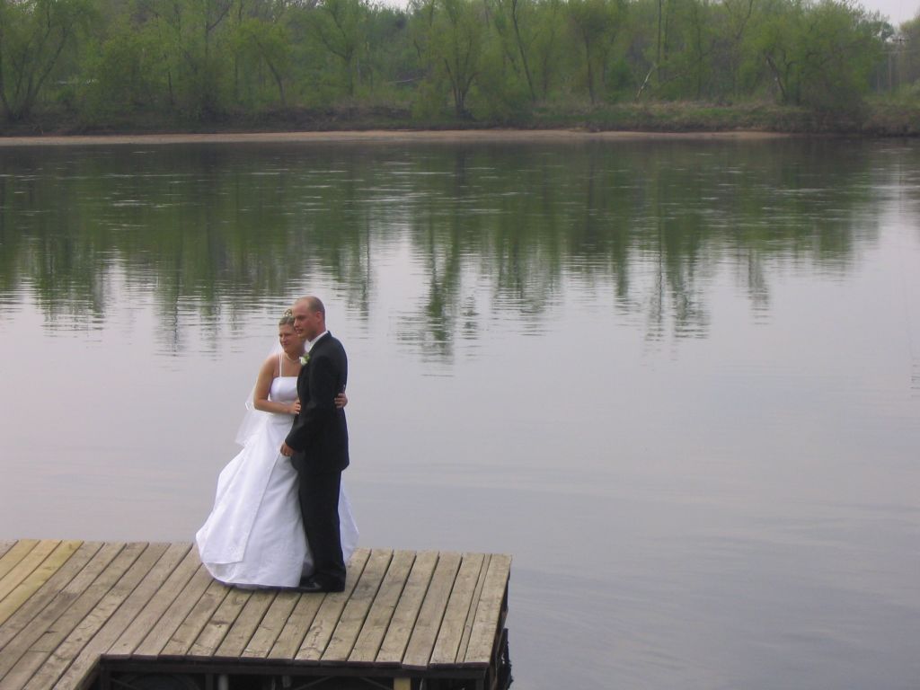 The Chippewa River flows past the newly weds