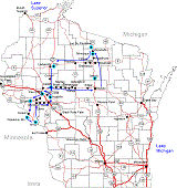 Wisconsin Map of Norma's Visit