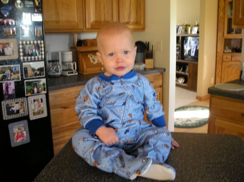 Jared in his clean Pajamas after taking a sink bath