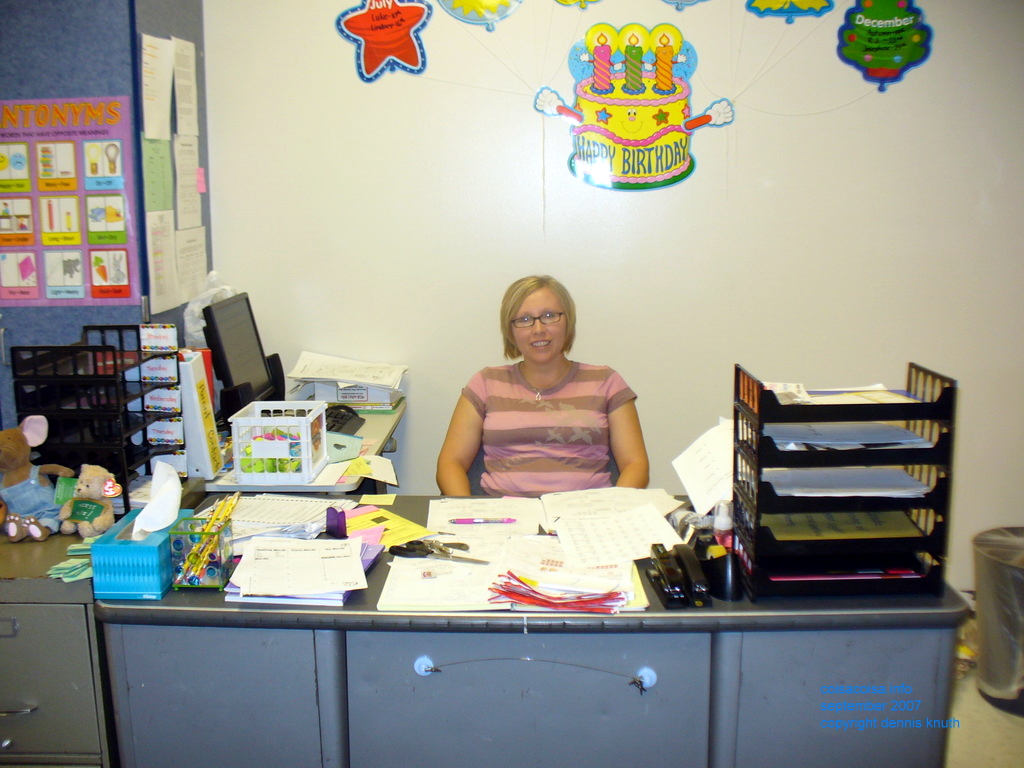 Kelli in her Prairie du Chien school office