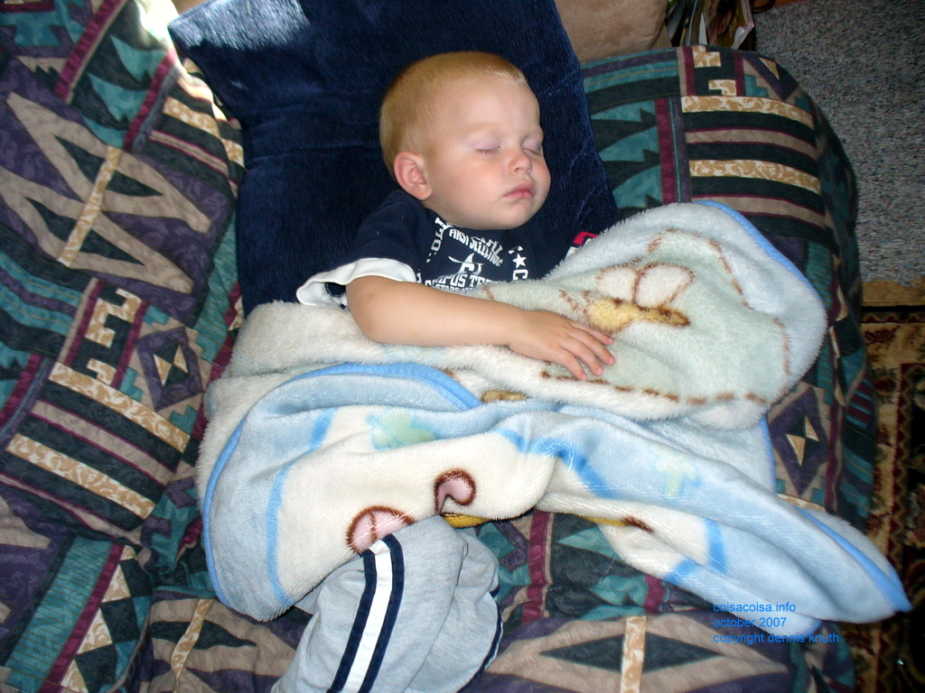 Jared takes a nap at Grandma's