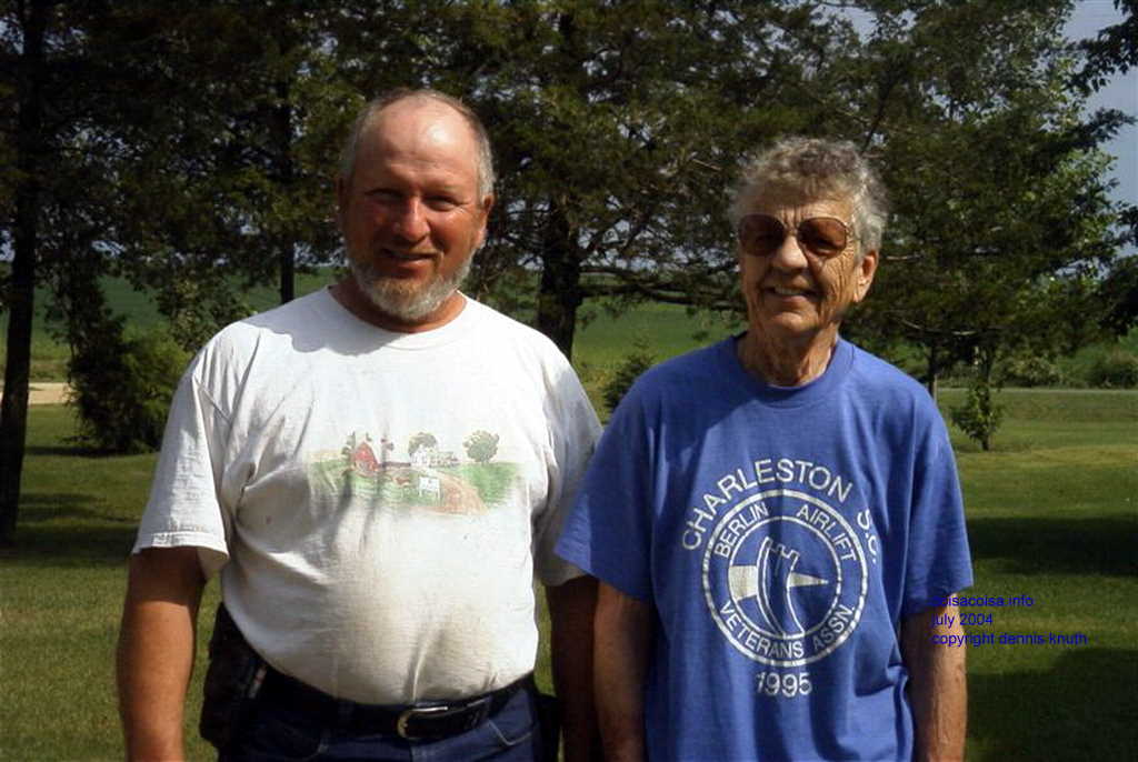 Emogene Knuth and son-in-law Gary on the Farm