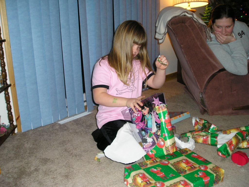 Kelsey opens her Christmas Doll