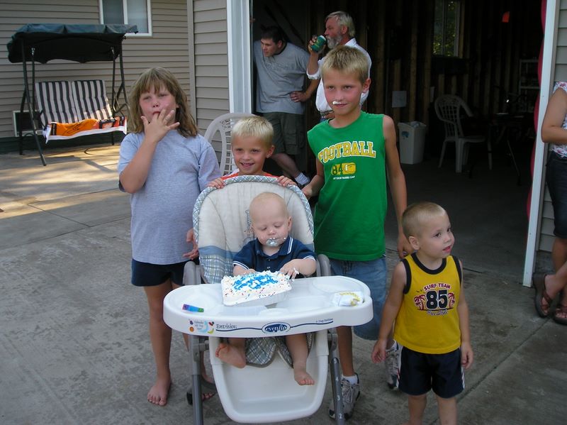 Sister and cousins on his first birthday