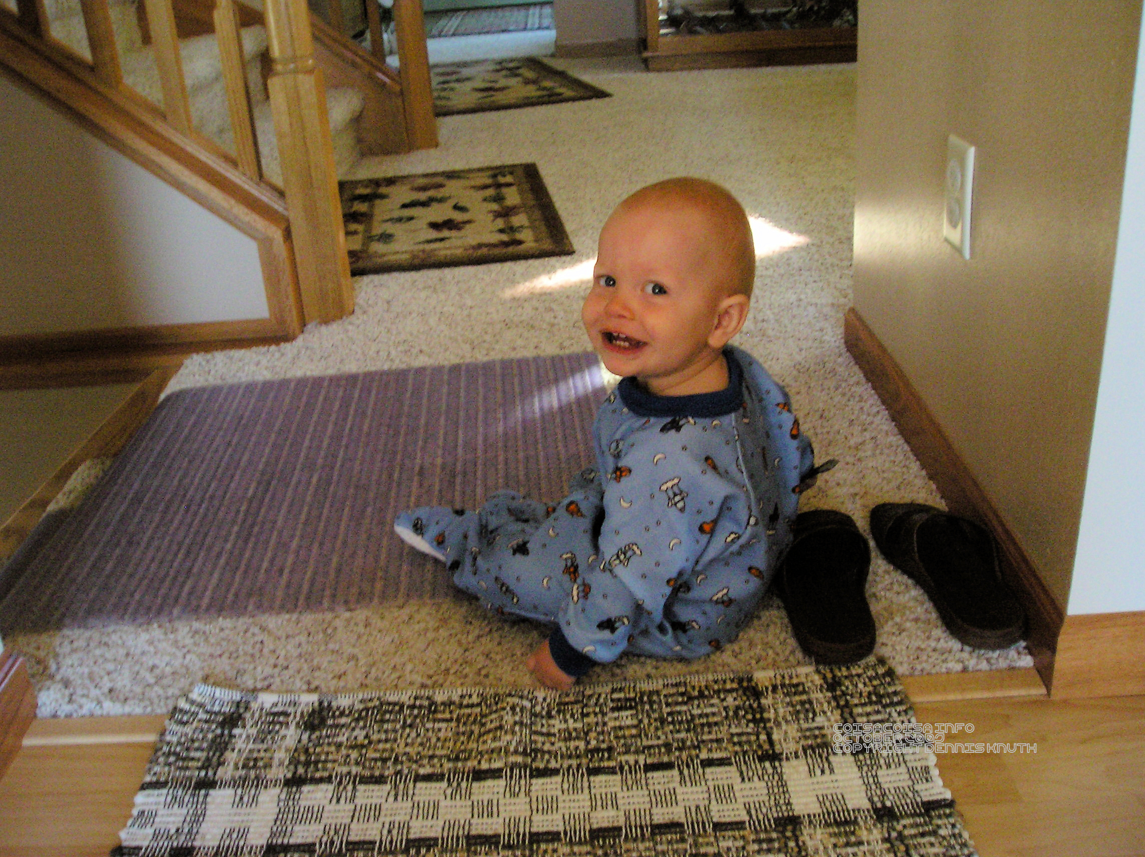 Jared Crawling in his Jammys with a great smile
