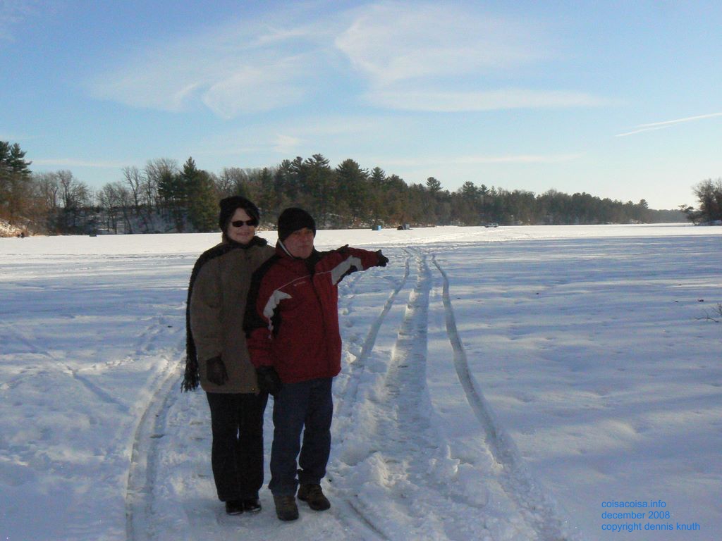 See the Ice Fishing Shacks on the Dells Pond