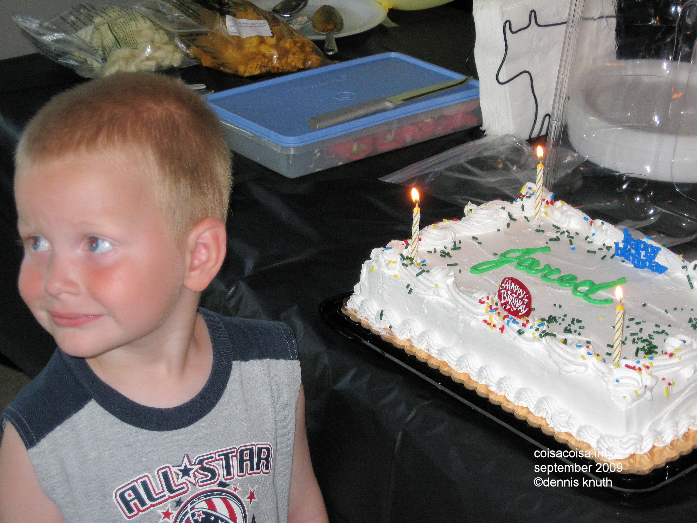 Blue eyed and Blonde Jared's birthday and cake
