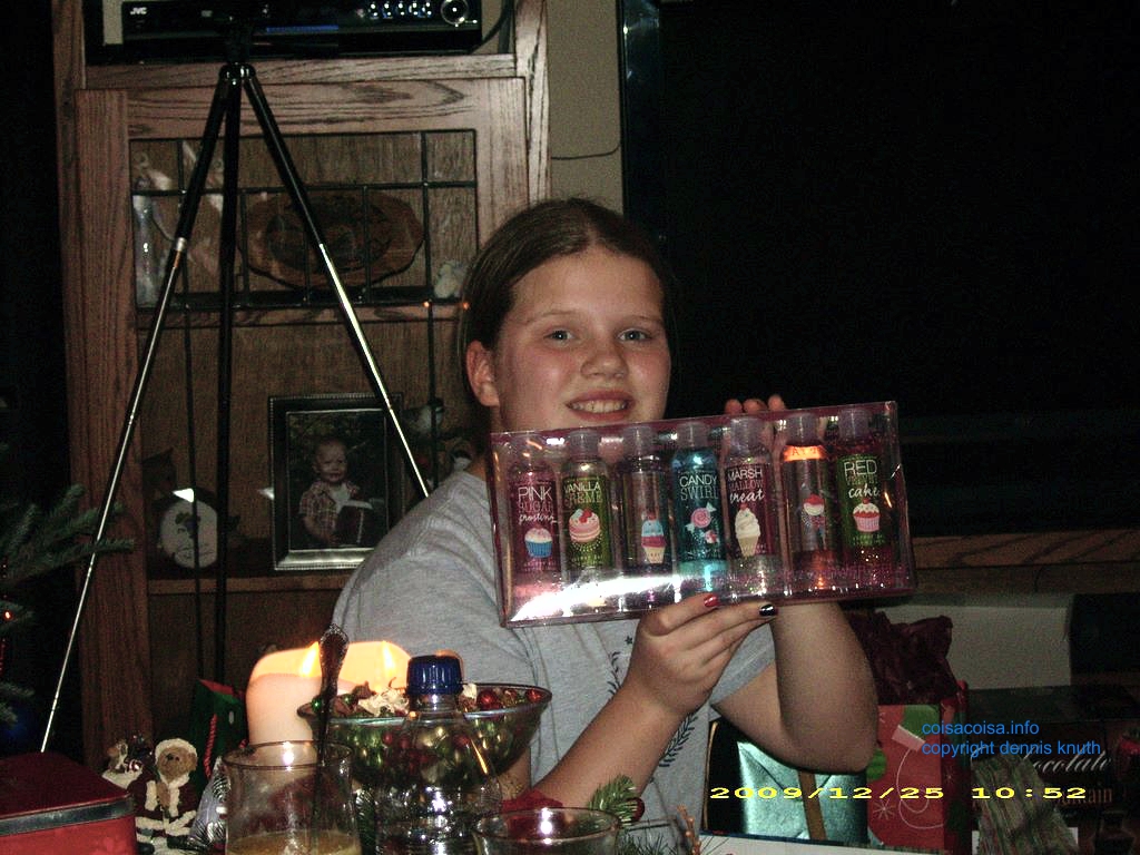 Kelsey shows off some of her Christmas gifts