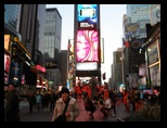 Lisette in Times Square at dusk