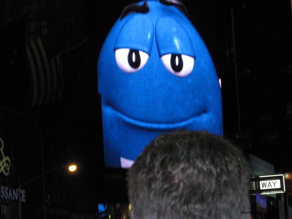 Big Blue M&M in the Times Square Mars M&M store