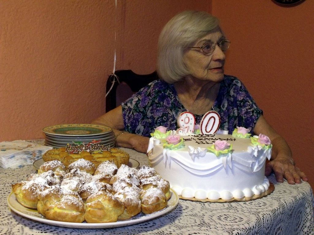 Olga with 90th Birthday Cake