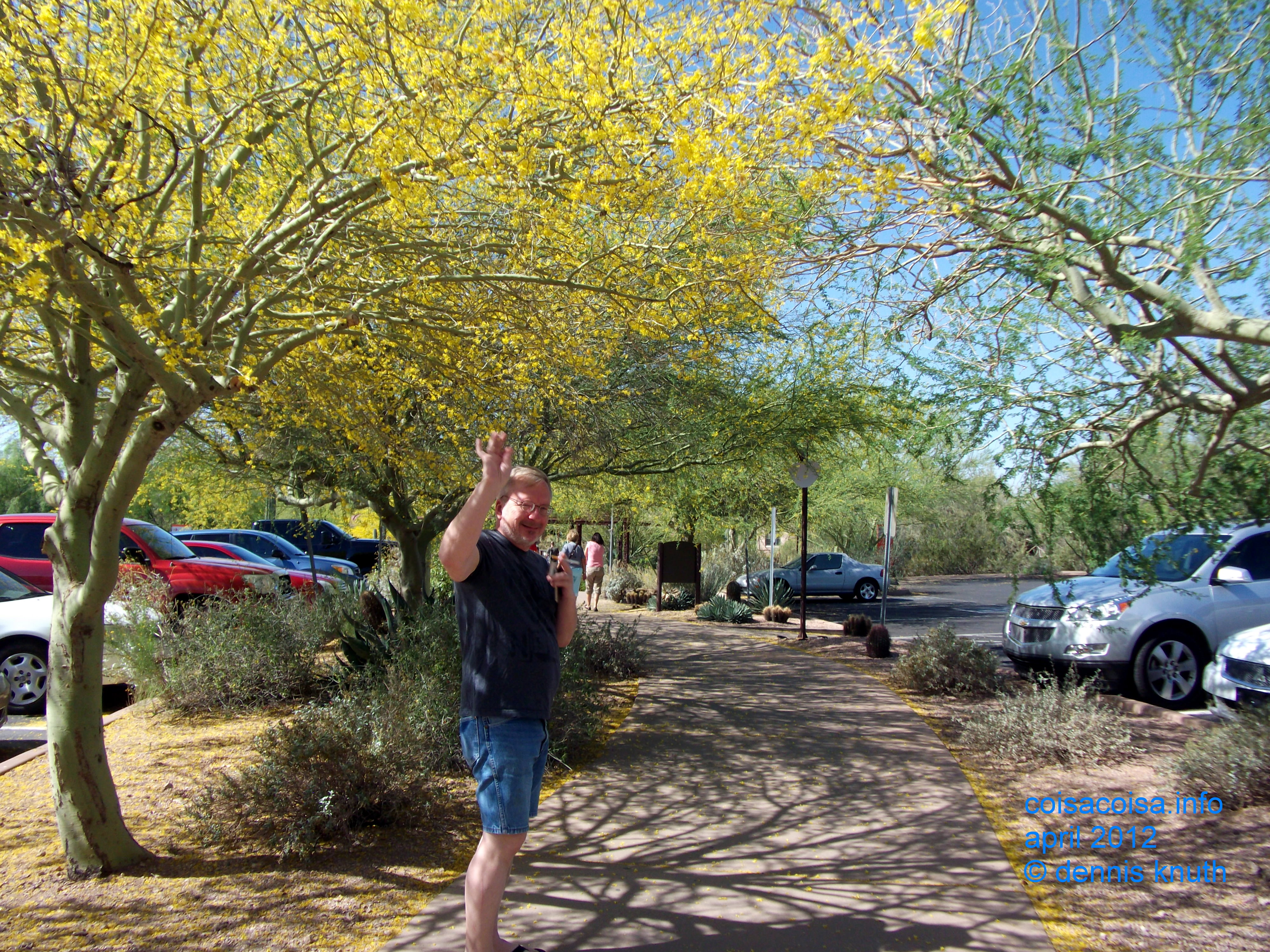Dennis Knuth waves from the  Phoenix Botanical Gardens