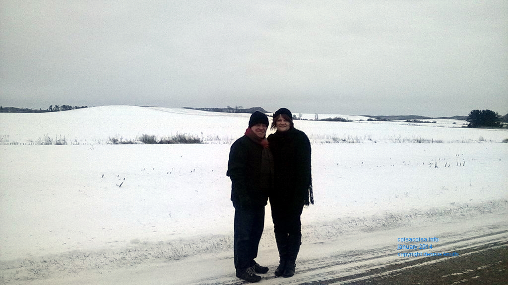 Helton and Sherri in the snowy Wisconsin countryside