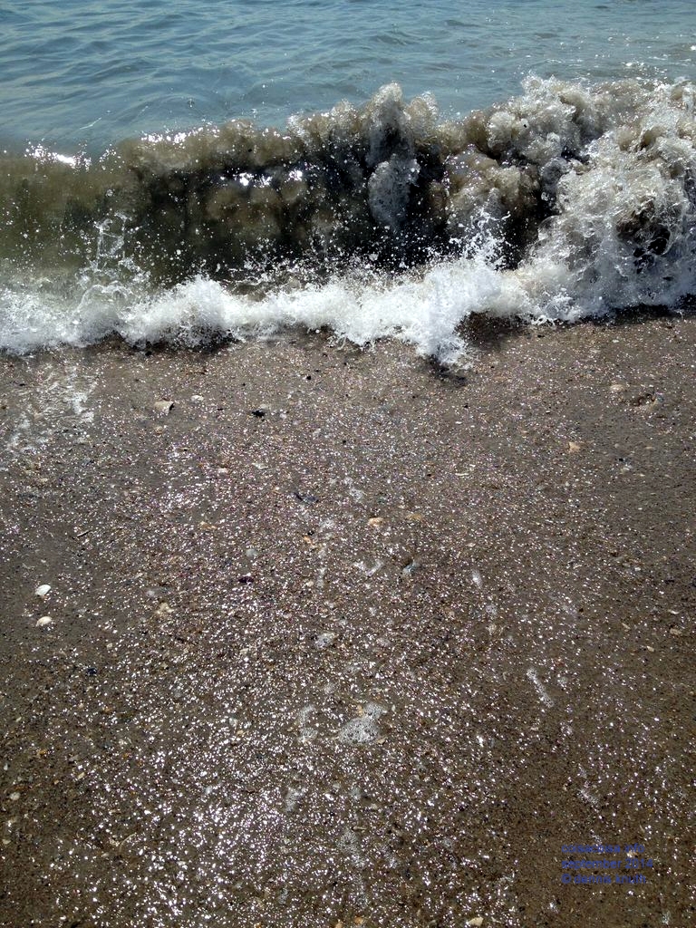 Waves Crashing into the beach sand in Riis Park