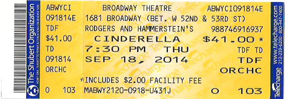 Ticket for Cinderella on Broadway