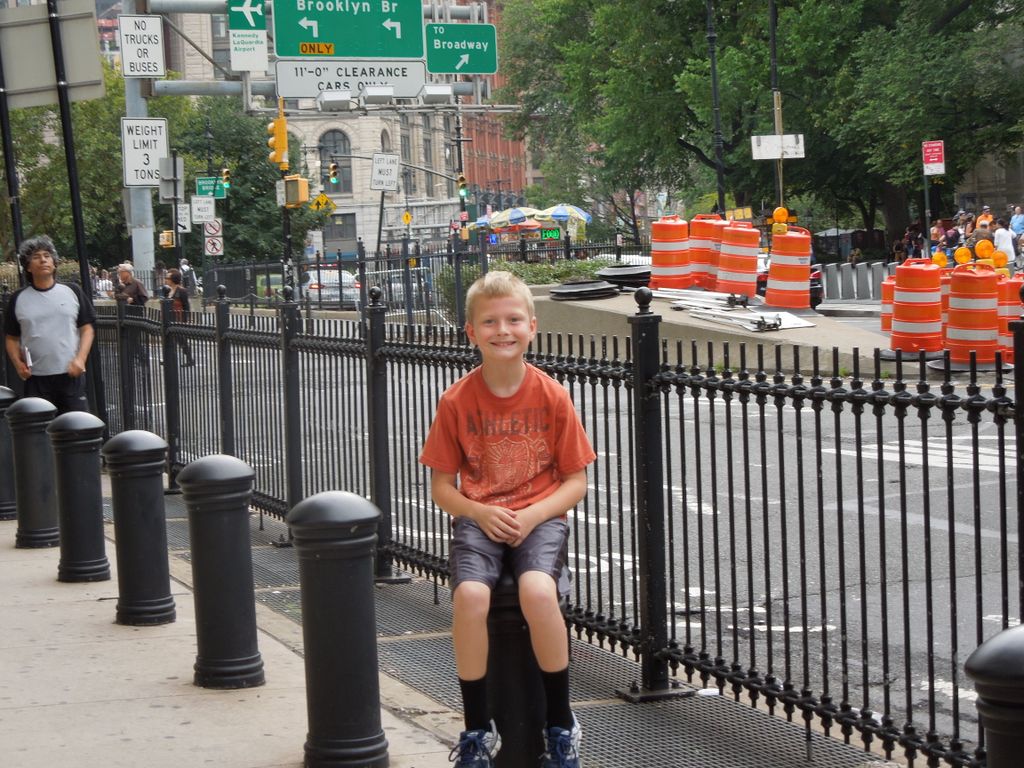 Jared sits on a city security post