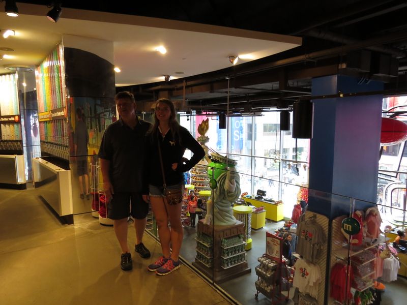 Abbey and Tom at the M&M Store