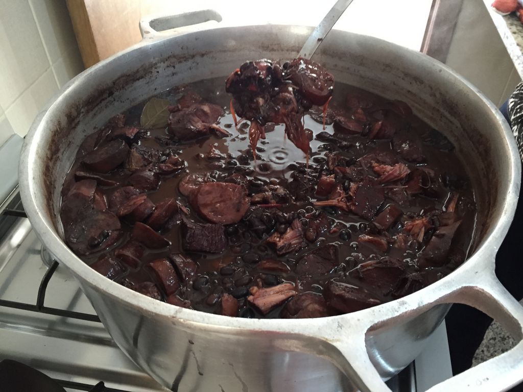Feijoada is a black bean and meat stew