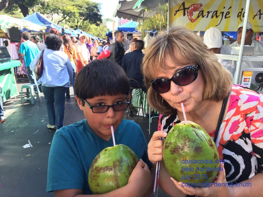 Fresh coconut water for Connor and Sharon