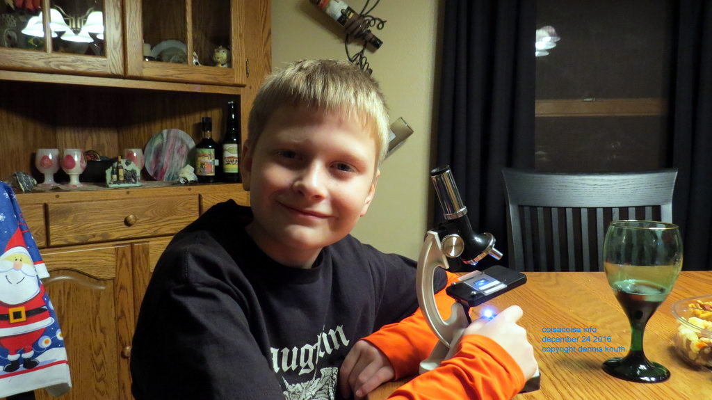 Jared with his new microscope on Christmas