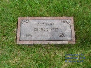 Grave Stone Headstone for Reta Zank Grams Kunert