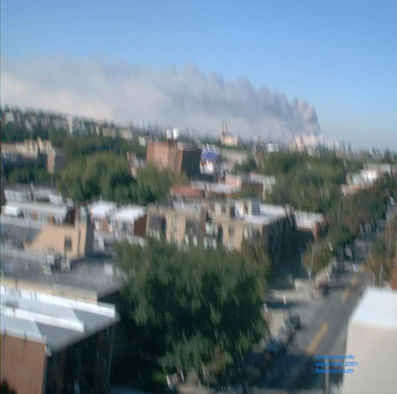 Shaky photo of the Collapse of the World Trade Centers