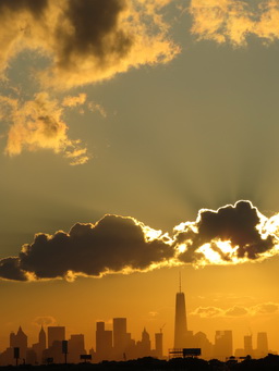 Vertical Photo of the new Freedom Tower at sunset