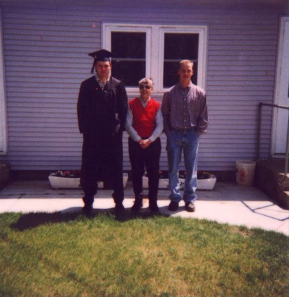 Justin with Grandma and Nate Graduation 2000
