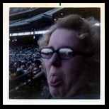 Janet Higley sticks out her tongue