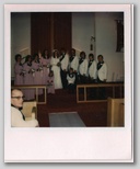 Sherri's wedding party at the church altar