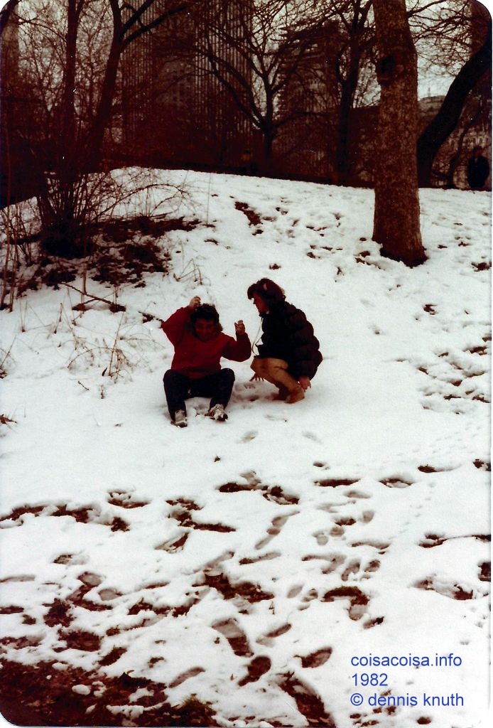 Helton and Yedda sledding in Central Park