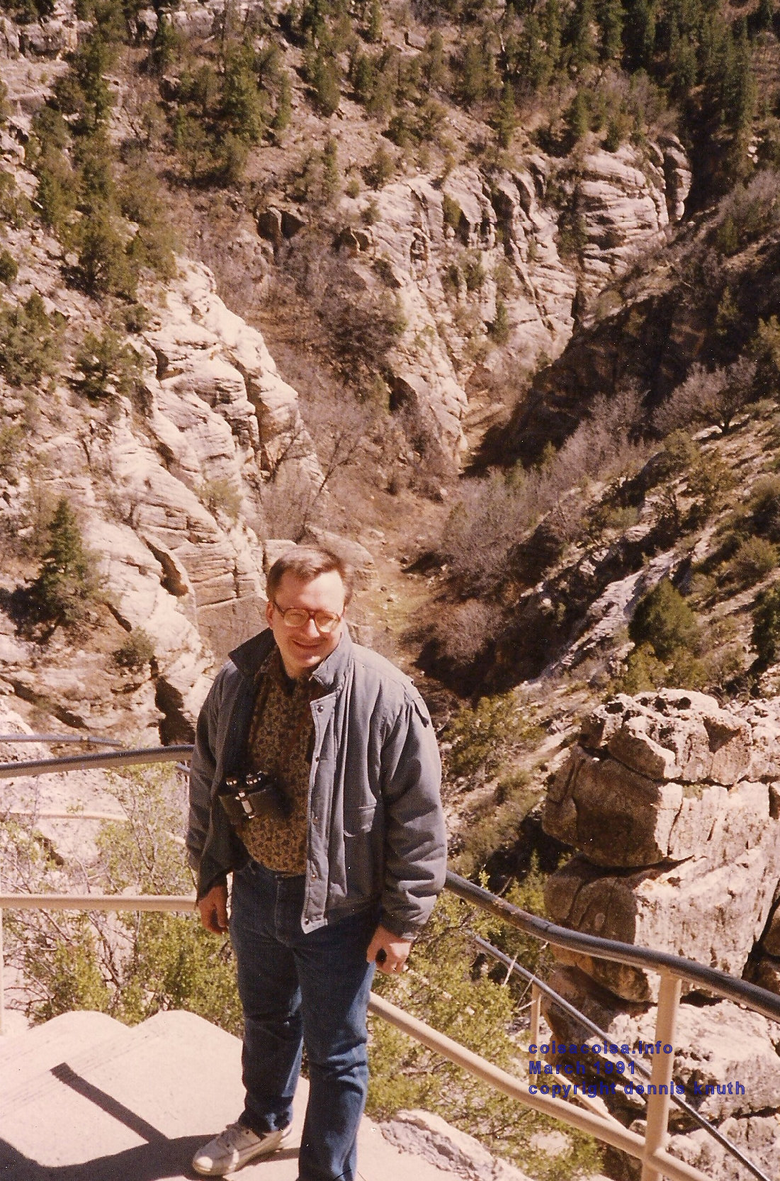 Dennis on the stairway flight down into Walnut Creek Cayon