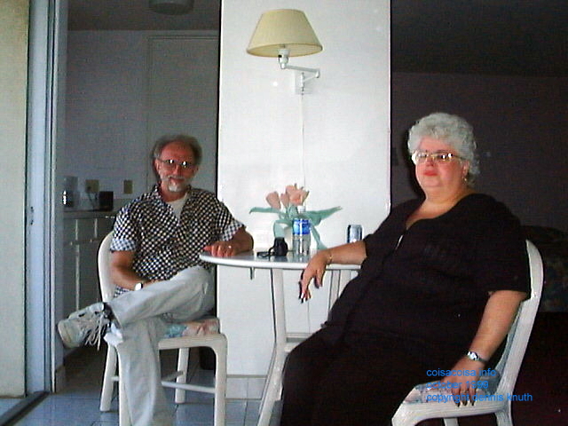 Birthday girl Gloria with Erv on the lanai