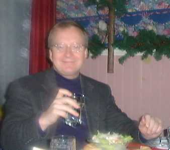 Dennis raising a toast at the Augusta Wisconsin Park 	Hotel